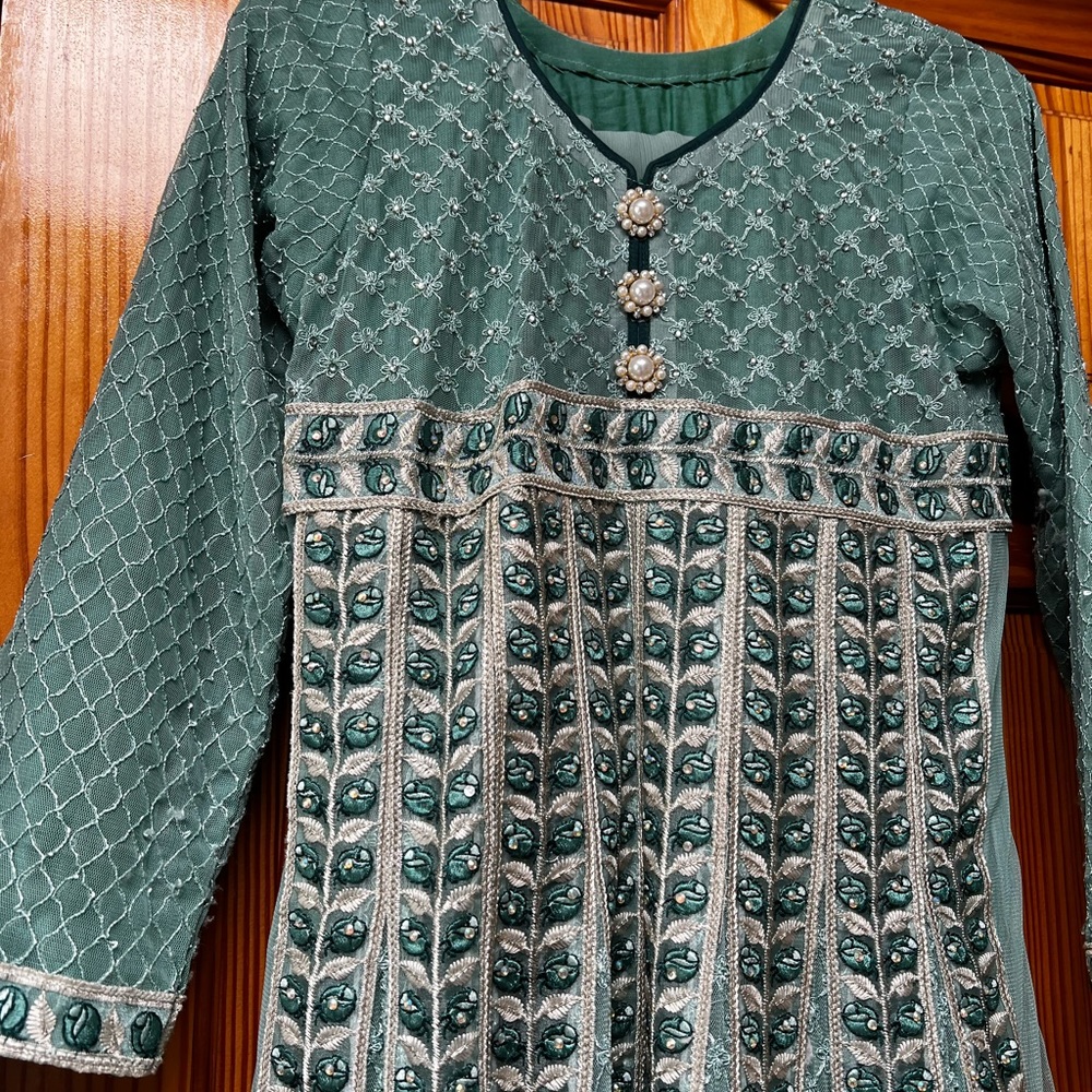 Mint 3 piece anarkali